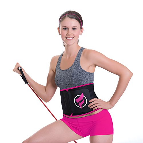 Fitru Waist Trimmer Sauna Ab Belt for Women & Men - Waist Trainer Stomach Wrap - color: Pink, size: S: 9" X 34"