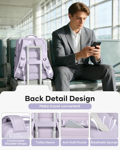 Vacuum Backpack Travel with Pump for Women Men 18x14x8 Personal Item Bag - color: A1-purple