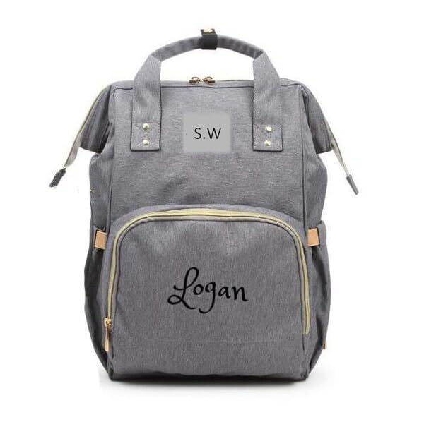 Personalized Large Diaper Bag Knapsack/Tote Bag/Backpack Monogram Embroidered for Infant/Baby Bag Custom Diaper bag (Grey SW) - color: Grey Sw