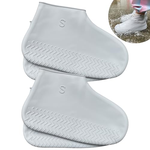 Waterproof Shoe Covers 2 Pairs,Rain Shoe Covers Reusable Silicone Non Slip Shoe Covers for Outdoor,Rain Shoe Covers for Women and Men (Gray, Small) - color: Gray, size: S (Kids 3-5 year)