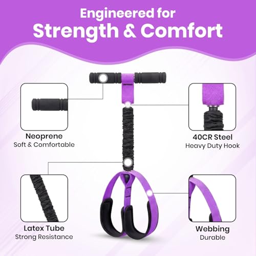 Premium Resistance Bands with Handles, 75LBS Heavy Duty Exercise Pedal Band for Full Body Workout, Legs and Arms Training, Pull Up Assistance Gym Equipment, Home Pilates Board Tool