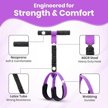 Premium Resistance Bands with Handles, 75LBS Heavy Duty Exercise Pedal Band for Full Body Workout, Legs and Arms Training, Pull Up Assistance Gym Equipment, Home Pilates Board Tool