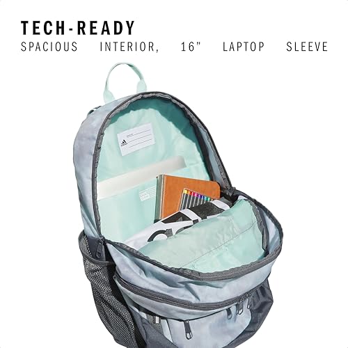 adidas Excel Backpack for Men & Women – Durable Large Athletic Laptop Bag - color: Stone Wash Semi Flash Aqua-stone/Onix Grey, size: OSFA