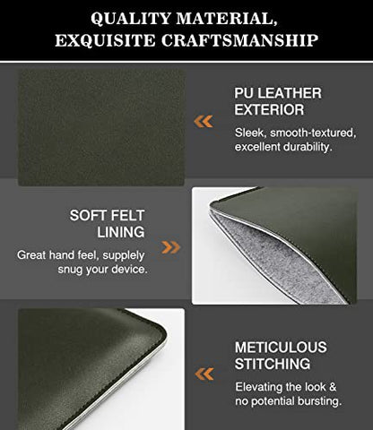 MoKo Laptop Sleeve Compatible with Mac Air 13.3 M5/4/3/2/1, 13-in Mac Pro M2/M1 & Mac Neo A18, PU Leather Notebook Computer Protective Carrying Bag Slim Stylish Case Pouch, Midnight Green - color: Midnight Green, size: 13.3 inch