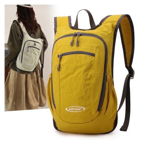 Daypack Unisex Casual Backpack With Large Capacity, Foldable, Lightweight, Durable Outdoor Hiking(YELLOW) - color: Yellow