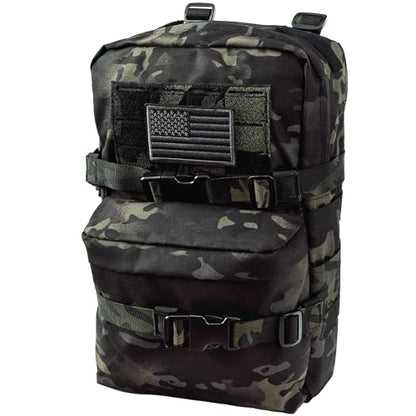 Tactical Mini Molle Hydration Pack,Molle Hydration Carrier with US Flag Water Resistant,Hydropack for Tactical Vest Backpack - style: Bcp