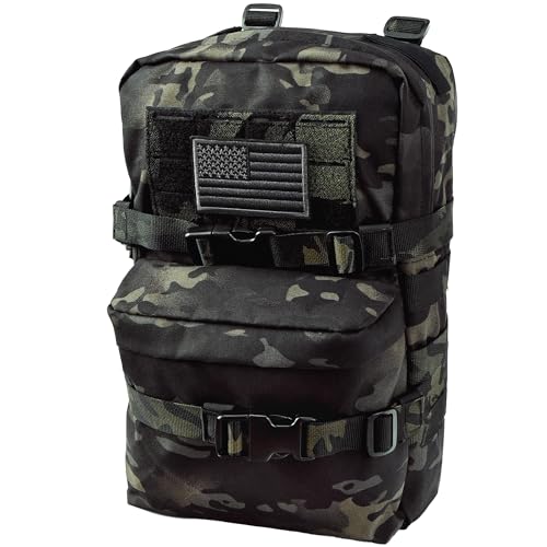Tactical Mini Molle Hydration Pack,Molle Hydration Carrier with US Flag Water Resistant,Hydropack for Tactical Vest Backpack - style: Bcp