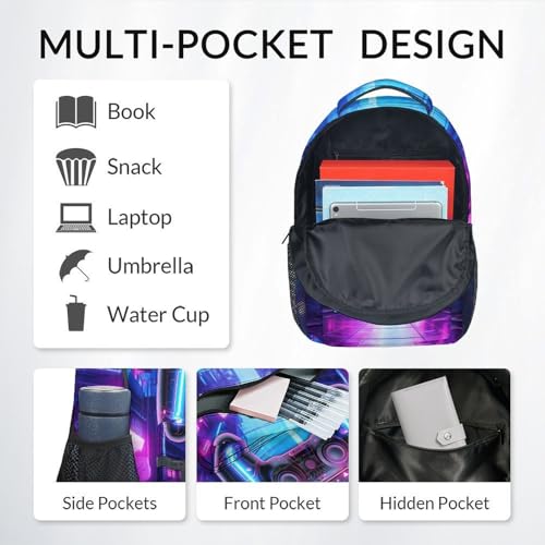 Custom Gaming Backpack for Boys - Personalized 17 Inch Kids Toddlers Bookbag, Large Capacity Lightweight Gamer Schoolbag for School Travel Camping - color: Clear