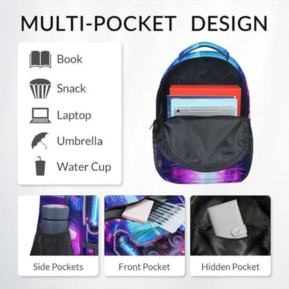 Custom Gaming Backpack for Boys - Personalized 17 Inch Kids Toddlers Bookbag, Large Capacity Lightweight Gamer Schoolbag for School Travel Camping - color: Clear
