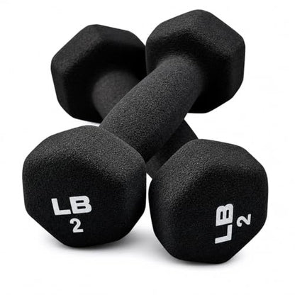 Neoprene Hexagon Dumbbells with Cast Ergo Handle (1 to 15lbs Pack of 1, 2, 4) | Durable Anti-Slip Exercise & Fitness Strength Training Free Weights for Home Gym | Black | For Men & Women - color: Black-2Lb pack of 2