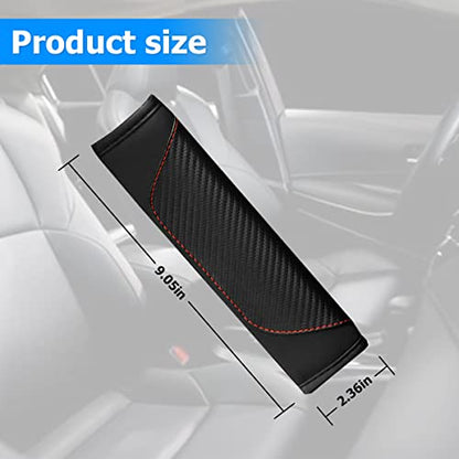 AUCELI 2PCS Car Seat Belt Cover, Carbon Fiber Seatbelt Shoulder Strap Covers, Breathable Leather Soft Harness Pad Protect Your Neck and Shoulder Compatible with Cars - color: Black