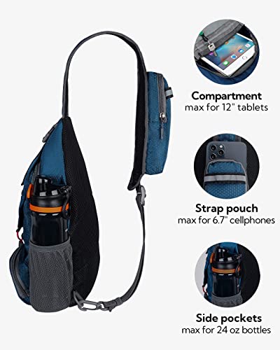 WATERFLY Packable Small Crossbody Sling Backpack Shoulder Chest Bag Daypack for Hiking Traveling - color: Blue