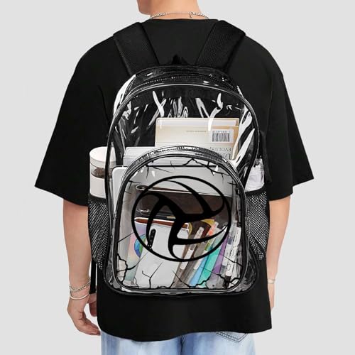 Volleyball Clear Backpack Heavy Duty for Girls Kids Boys Women | Large Cool PVC Volleyball Theme Printing Transparent Backpacks for Schools Stadium Concerts Work - Clear/Black - color: Volleyball Clear Backpack 3 Black With Front Pocket