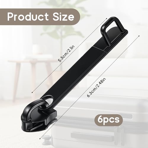 6 PCS Luggage Zipper Pull Replacement, Black Luggage Zipper Pulls Single Layer Universal Zippers Repair Kit Alloy Steel Zippers Repair Puller for Women Men Jackets Luggages Bags - color: Black