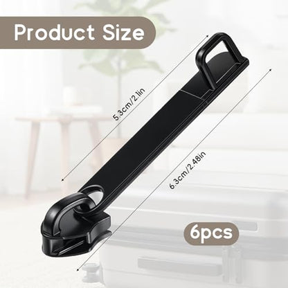 6 PCS Luggage Zipper Pull Replacement, Black Luggage Zipper Pulls Single Layer Universal Zippers Repair Kit Alloy Steel Zippers Repair Puller for Women Men Jackets Luggages Bags - color: Black