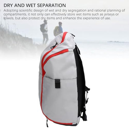 Basketball Backpack, Large Capacity Backpack with Laptop Compartment Dry Segregation Lightweight Sports Backpack for Exercise Ball Compartment - color: Grey White