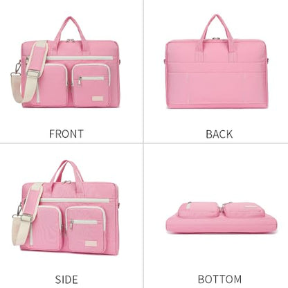 15-15.6 inch Laptop Shoulder Bag, for MacBook Pro 16, Hp Lenovo Dell 14 inch Waterproof Messenger Bag Case Sleeve (pink) - color: Pink