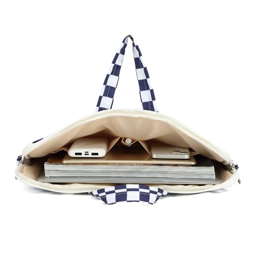 canvaslife Waterproof Pattern Resistant Laptop Shoulder Messenger Bag for Pro 16 inch and 15.6 inch-16 inch Laptop (Deep blue Checker) - color: Deep Blue Checker