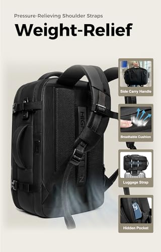 IKYWT 80L Vacuum Seal Travel Backpack with Compression System | Expandable, 5kPa High Power Pump, 17” Laptop Compartment, TSA Lock, Water-Resistant