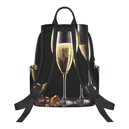 Travel Backpack for Women Men Champagne Glass Daypack 15 inch Lightweight Computer Bag Casual Back Pack - color: Champagne Glass