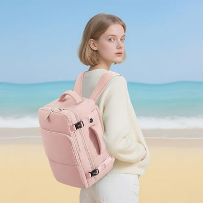 Sinaliy Travel Backpack for Women, Airline Approved Personal Item Bag - color: Pink, size: Large
