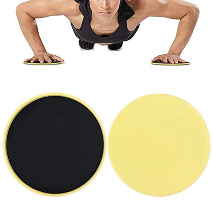 Fitness Disc Slides, 2pcs Discs Slider Fitness Disc Exercise Sliding Plate Sliding Discs Fitness Core Slider Workout for Gym, Home, Yoga, Pilates (yellow)