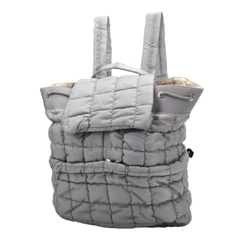 Quilted Drawstring Backpack, Lightweight Polyester Bookbag for Travel