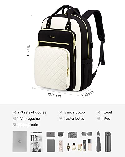 LOVEVOOK Laptop Backpack, Unisex, D-black-beige, 19 x 13.3 x 7.9 in, 1.9 lbs, 30L capacity, 18 pockets, ergonomic shoulder straps, thick EVA foam laptop protection - color: D-black-beige, size: 17-Inch
