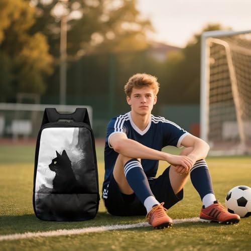 Basketball Backpack With Separate Ball Compartment And Shoes Fit Basketball Volleyball Football - color: Ink-wash Cat