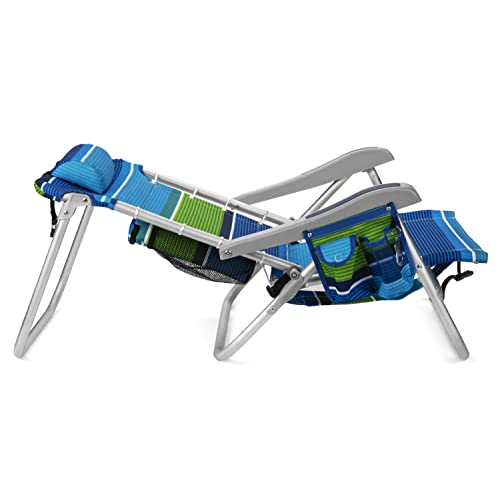 Homevative Cooler+ Folding Backpack Beach Chair with 5 Positions, Towel bar, XL Cooler Pouch, Storage Net, Cup and Phone Holder, Deep Sea, 2 Pack - color: Deep Sea