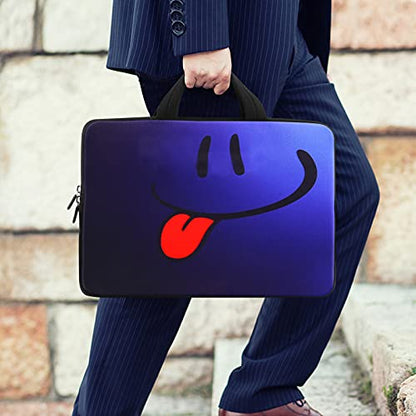 icolor Smile 14 15 15.4 15.6 inch Laptop Handle bag Computer Protect Case Pouch Holder Notebook Sleeve Neoprene Cover Soft Carring Travel Case for Dell Lenovo Toshiba HP Chromebook ASUS Acer ICB-05 - color: Blue Smile