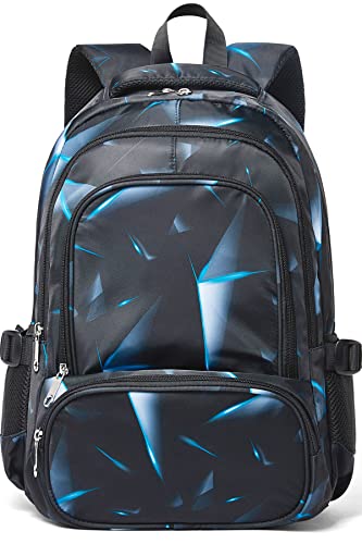 BLUEFAIRY Kids Backpack for Boys Elementary Primary Middle School Bags for Childs Book Bags Bookbags Lightweight Padded Straps Back to School Mochilas para Niños 17" Black/Blue - color: Black Blue