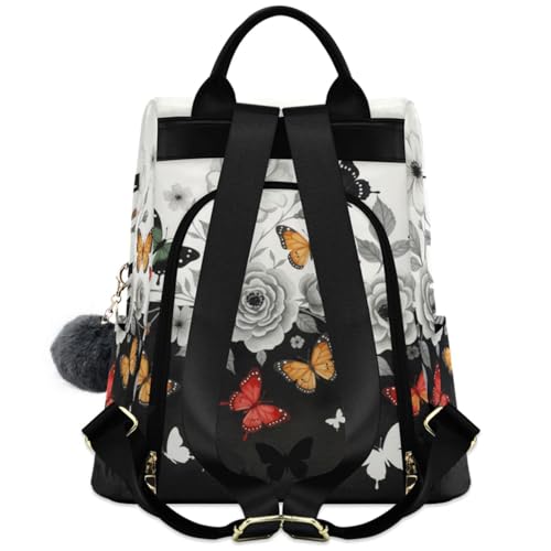 MNSRUU Women Backpack Purse Grey Butterfly Backpack for Women Anti-theft Shoulder Bag Carry On Backpack Lightweight Rucksack Fashion Travel Ladies Bags - color: Cute 08
