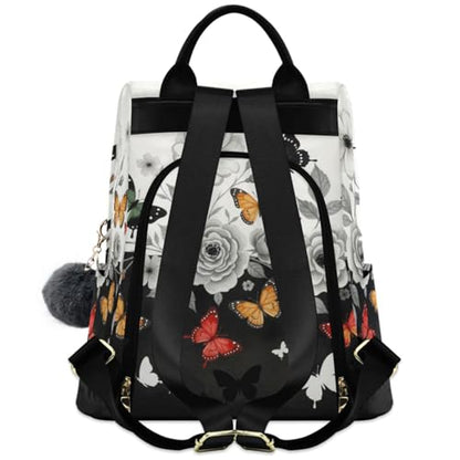 MNSRUU Women Backpack Purse Grey Butterfly Backpack for Women Anti-theft Shoulder Bag Carry On Backpack Lightweight Rucksack Fashion Travel Ladies Bags - color: Cute 08