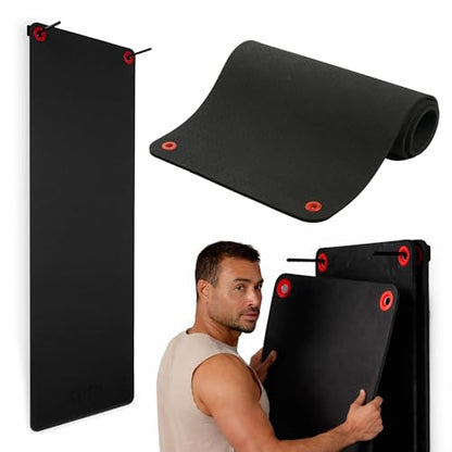SPRI Hanging Exercise Mats for Gyms, Closed-Cell Foam Yoga & Fitness Mats with Grommets, Thick Workout Mats for Studios & Group Fitness Classes, Wall Rack Mat Holder Storage, Black - style: 56" L x 23" W x 5/8"