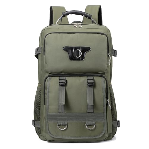 Large Travel Backpack Carry,Camping Hiking Backpack,Water Resistant Outdoor Daypack Travel Bag for Climbing Skiing (Green) - color: Reen