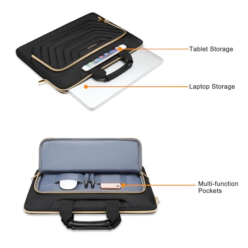MOSISO Laptop Shoulder Bag, Computer Bags, Laptop Messenge Bag with Front Inverted Trapezoid Quilted Pocket