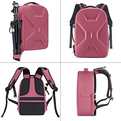 MOSISO Camera Backpack, DSLR/SLR/Mirrorless Photography Camera Bag 15-16 inch Waterproof Hardshell Case with Tripod Holder&Laptop Compartment Compatible with Canon/Nikon/Sony, Dusty Rose - color: Dusty Rose