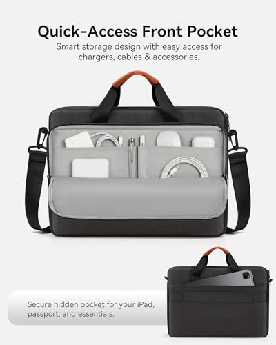 bagasin 17 17.3 18 inch Laptop Computer PC Shoulder Bag Carrying Case, Water-Repellent Fabric Briefcase, Lightweight Toploader, Business Casual or School - color: Black, size: 17.3