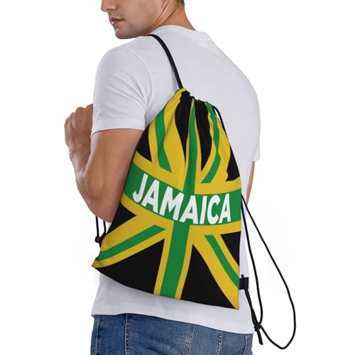 Jamaican Flag Jamaica Drawstring Bags Backpack Bag Sport Gym Sack String Bag Yoga Dance Travel Bag For Men Women - color: Black44