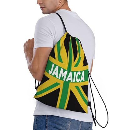 Jamaican Flag Jamaica Drawstring Bags Backpack Bag Sport Gym Sack String Bag Yoga Dance Travel Bag For Men Women - color: Black44