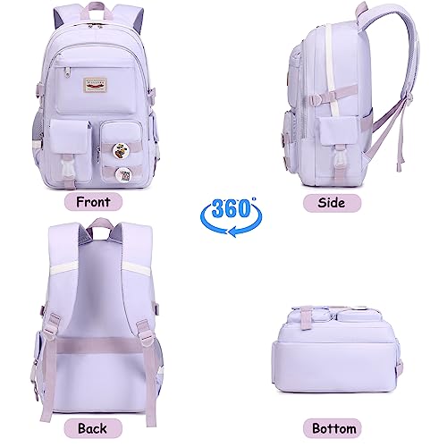 Makukke School Backpacks for Teen Girls - Laptop Backpacks 15.6 Inch College Cute Bookbag Anti Theft Women Casual Daypack,Purple Backpack - color: A-purple