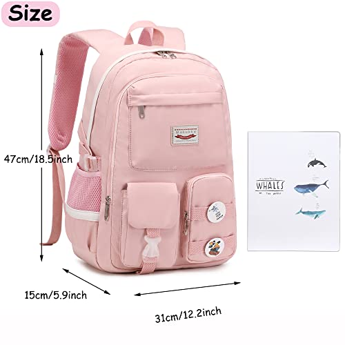 Makukke School Backpacks for Teen Girls - Laptop Backpacks 15.6 Inch College Cute Bookbag Anti Theft Women Casual Daypack,Pink Backpack - color: Pink