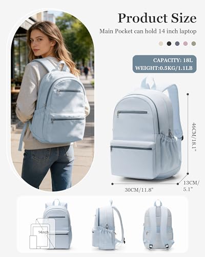 Lightweight School Backpack for Women Men, Multi Pocket Backpack for College Students, Waterproof Middle School Bags, Simple Bookbag for Teens Girls Boys, Blue - color: Blue