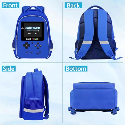 TILYTADLY School Backpack For Boys - Gamer Boys Backpack For Kids Children Teens Elementary Middle School - Ages 6-18，17″ - color: 2-blue-backpack Only