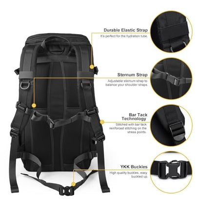 Mardingtop Tactical Backpacks Molle Hiking daypacks for Motorcycle Camping Hiking Military Traveling,25L Backpack - color: Black
