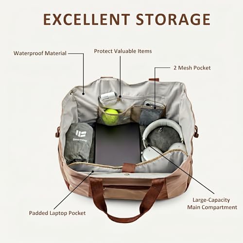 Smartway Pickleball Tote Bag for Women with Detachable Racket Sleeve - color: Brown