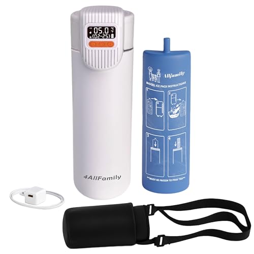 4AllFamily Nomad Big PRO Insulin Cooler Travel Case – 52H Medication Cooler for Travel with Digital Temperature Display – Insulin Pen Cold Case with Medicine Bag & Reusable Big Blue Thermo - White - color: Pro White