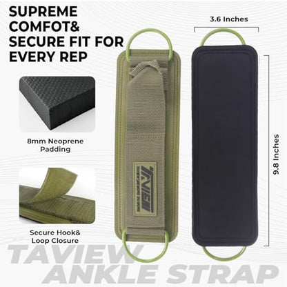 TAVIEW Ankle Straps Cable Machine Attachment for Gym - Cable Kickback Ankle Straps - Padded Ankle Cuffs for Glute Kickbacks and Leg Workouts - color: Green-Pair