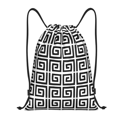 Greek Key Drawstring Backpack Outdoor Sport Sackpack Casual Daypackfor Women Men - size: Medium